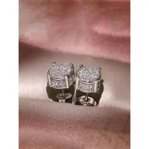 Rhinestone Decorated Stud Earrings, Light Luxury Elegant Jewelry for Women, Dainty Sparkling Earring Accessories, Perfect Anniversary Wedding Holiday Gift summerwins
