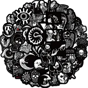 50pcs Dark Gothic Horror Black Waterproof Stickers For Skateboard Laptop Phone Helmet Wall Decals