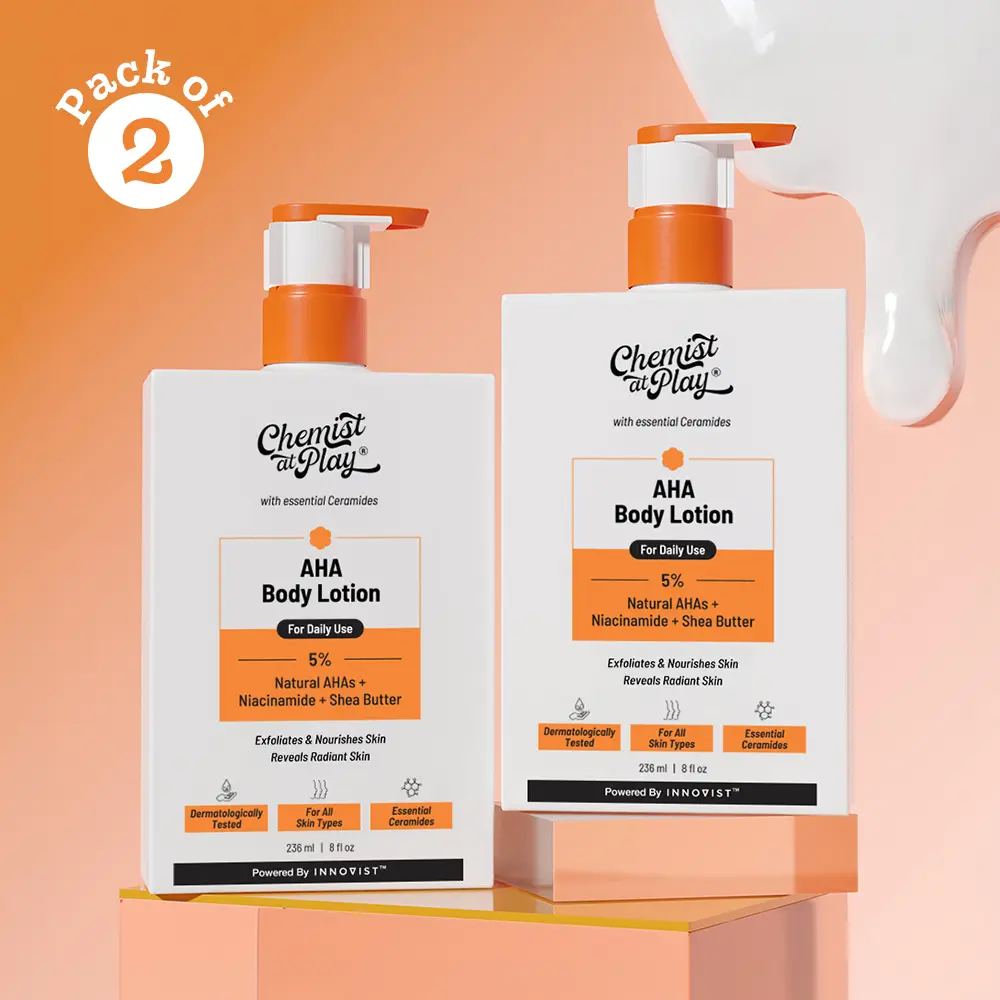 AHA Body Lotion with Niacinamide & Shea Butter - 8fl oz | Deeply Moisturizes | Exfoliates & Evens Out Skin Tone Pack of 2
