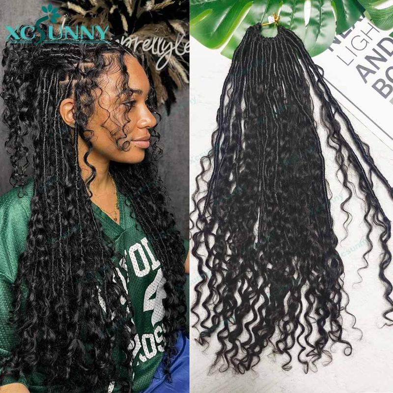 Crochet Boho Locs With Human Hair Curls Pre Looped Crochet Hair Jerry Curly Human Hair Ends For Black Women Synthetic Locs