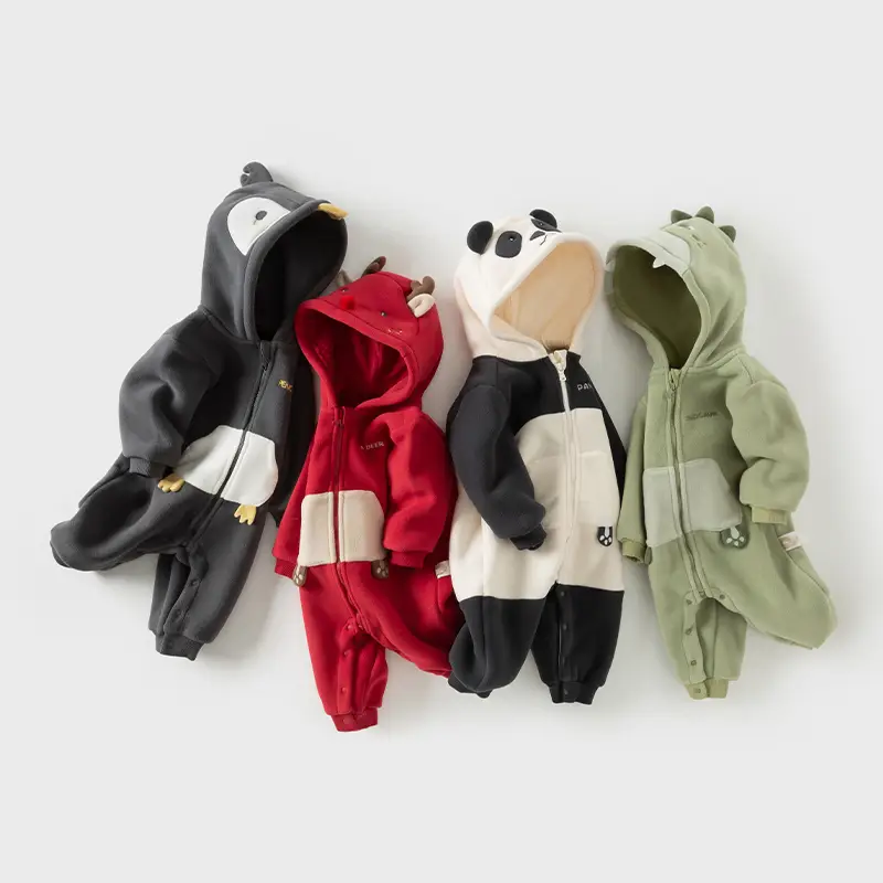 Dave&Bella Baby Romper Halloween Zoo Series One-Pieces Jumpsuit Autumn Winter Soft Fleece Bodysuit Casual Outfits for Toddler Warmer