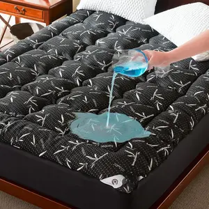 Size Bambo Mattress Topper, Thick Pillow Top Mattress PadUp to 25 Inch Deep Pocket,Soft Breathable Mattress Pad for  ,  Protector Cover(Black)