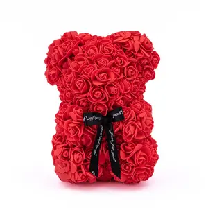 Artificial Rose Bear, 1 Count Cute Bear Shaped Artificial Roses Bouquet, Decorative Flower for Home Party, Birthday Gift