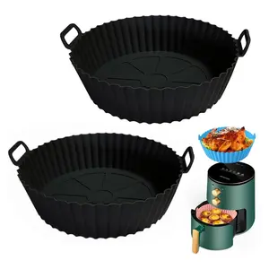 Thick Silicone Air Fryer Inner Liners, Reusable Heat Resistant Air Fryer Basket, Easy Clean Round Silicone Pot, Oven Accessories