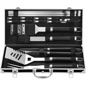 BBQ Accessories Grill Tools Set - 22PCS Stainless Steel Barbecue Grill Accessories for Outdoor Grill with Black Aluminum Case - Grilling Gifts for Men Dad -Grill Tools Kit