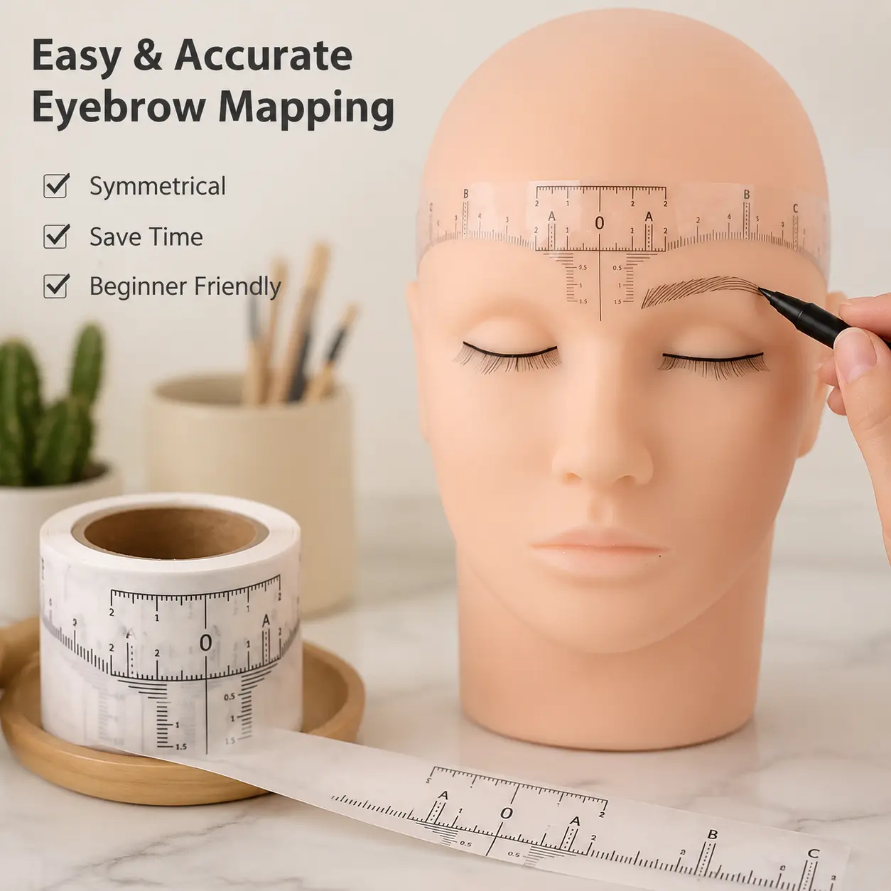 1 Count Disposable Eyebrow Measuring Ruler Sticker, Clear Scale for Horizontal and Vertical Measurement for Eyebrow Makeup Positioning