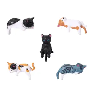 Mini Cat Desk Figurines, 5Pcs/Set Resin Multi-Posa Kittty Ornaments, Cute Cartoon Style Home, Office Decor, Playful Charming Desktop Companions
