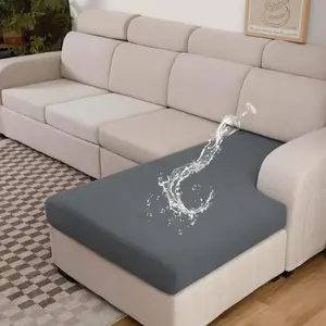 100% Waterproof Couch Cushion Covers L Chaise Cover, Stretch Seat Covers for Sectional Sofa, Reversible Couch Sofa Protector Covers for Kids Pets, Washable(Chaise Cover, Grey)