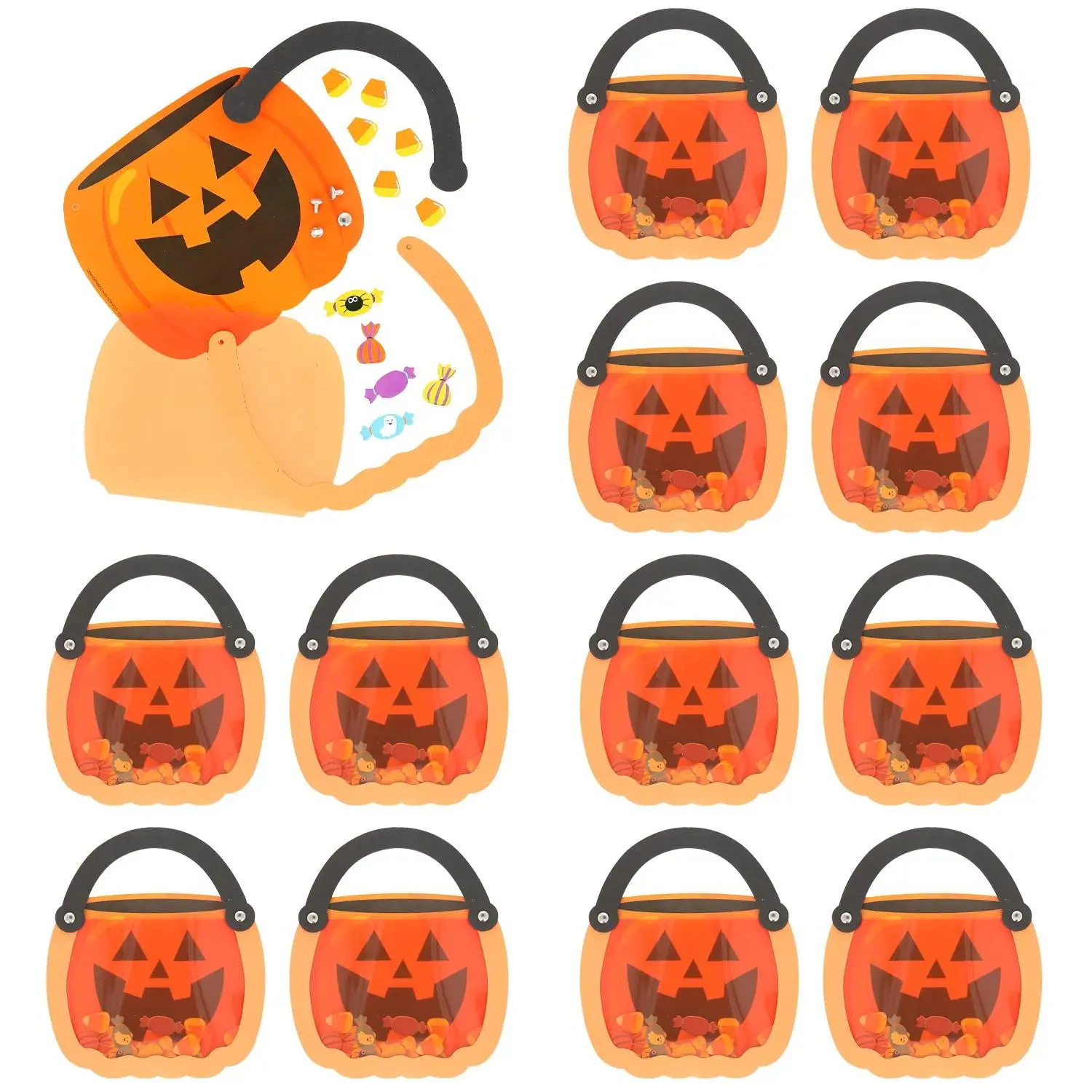 6" x 7" Pumpkin Candy Bucket Acetate & Foam Craft Kit - Makes 12