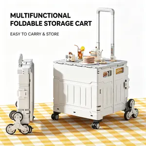 XXL Heavy-Duty Stair Climber Folding Cart with Wheels - Portable Aluminum Alloy Handle Storage Box for Grocery Shopping & Utility Use