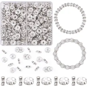 Household daily necessities TINKRSTUFF 200 pcs 8mm Spacer Beads for Crafting, Silver Rondelle Bead Bulk, Fancy Sparkle Crystal Rhinestone Spacer Loose Beads for Necklace Bracelet Earring Jewelry Making and Pens DIY Dec