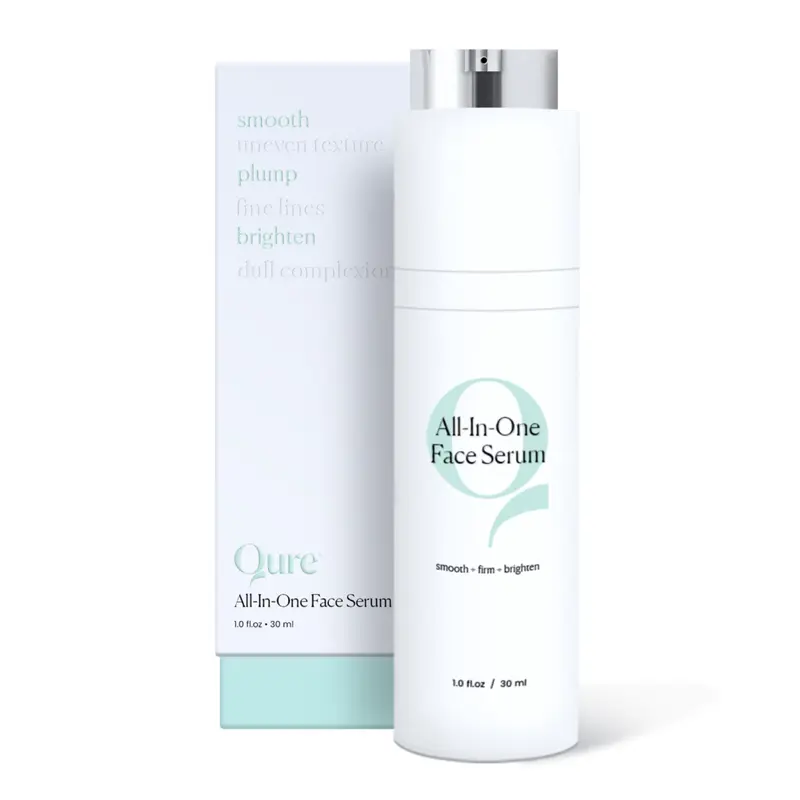 Qure All In One Hyaluronic Acid Serum for Face, Facial Serum With Niacinamides, Retinol, Lactic & Mandelic Acid, Bakuchiol, Peptides & Vitamin C Formulated For Fine Lines & Wrinkles