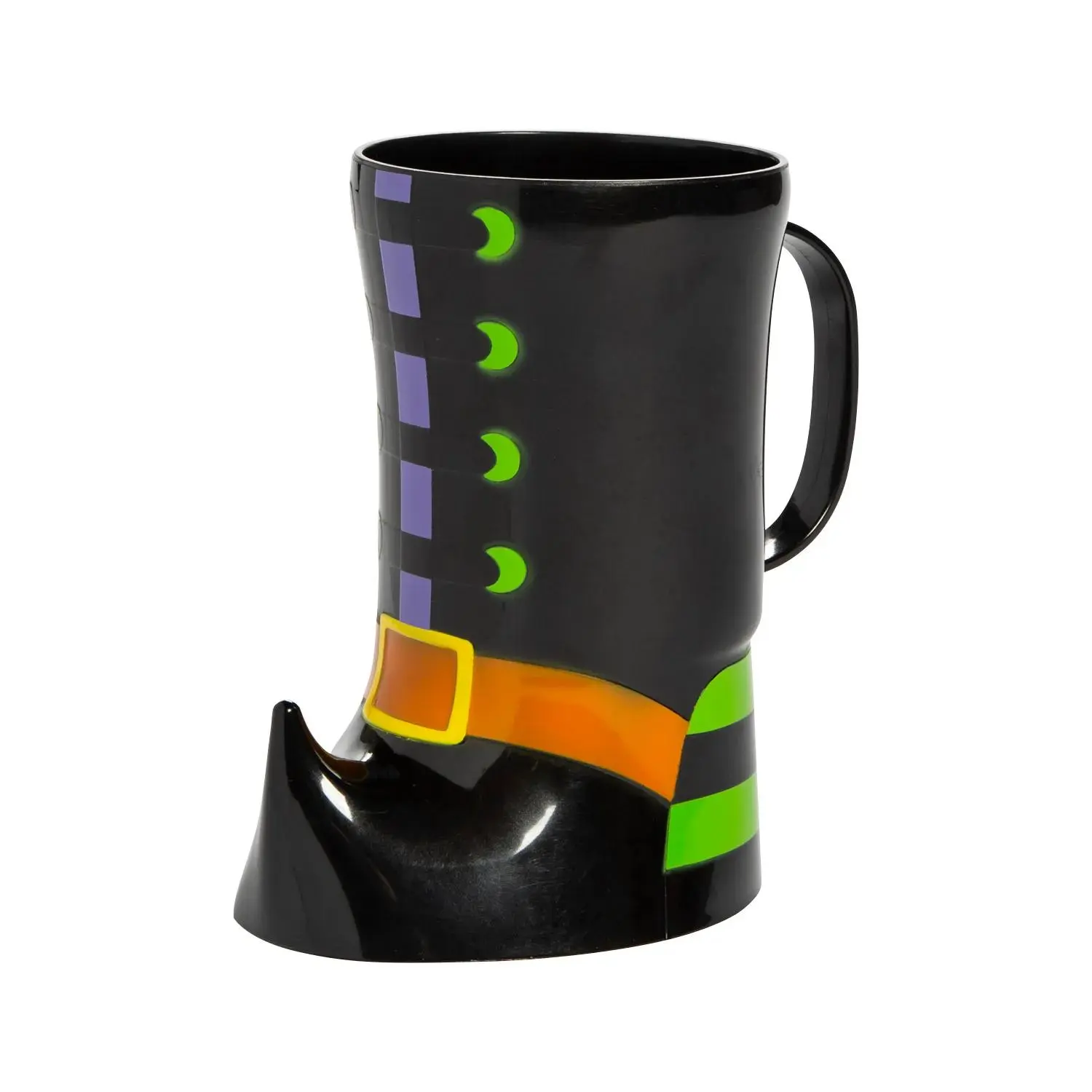 Fun Express Witch Boot Plastic Mugs - 12 Pc., Halloween Theme Boot-Shaped Drinkware for Party Use