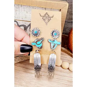 Set of 3 Western Turquoise Earrings