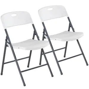 Heavy-Duty Plastic Stackable Folding Chair Set, Durable Portable Dining Chair with Sturdy Metal Frame, Lightweight Stackable Design for Indoor Outdoor Use, Perfect for Parties, Events and Everyday Seating, Comfortable Seat