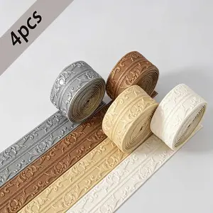 4 Rolls Self-Adhesive Edge Trim, 6mm Thick Foam Corner Strip, Peel-And-Stick Vinyl Wallpaper Border, Easy Installation, Versatile Use, Self-Adhesive Baseboard
