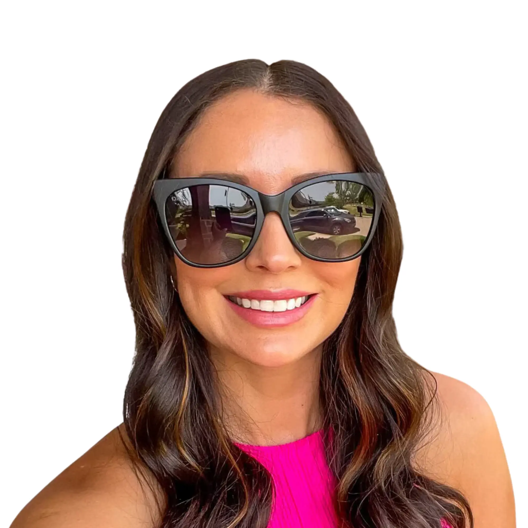 DAX EYEWEAR Emily Women's Polarized Sunglasses, Large Cat Eye Style with Matte Black Polycarbonate Frame, UV400 Tangle-Free Fashion Glasses, Polarized Sunglasses Women, Stylish Sunglasses