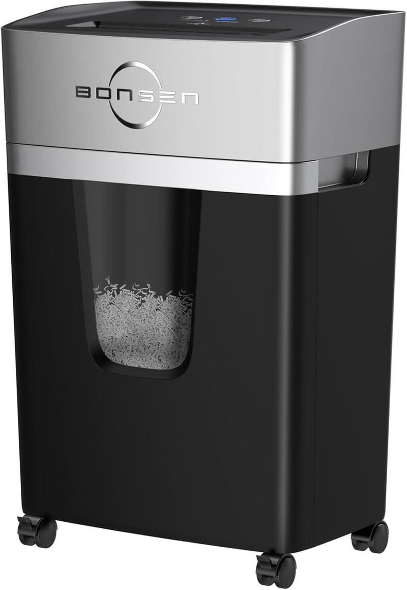 BONSEN 16-Sheet Heavy Duty Paper Shredder for Office, 60-Minute Running Time Cross-Cut CD Shredder with 60dB Low-Noise, 5.3-Gallon Pull Out Bin, Anti-Jam & Quiet Shredder for Home Office (S3102) Fathersdaygift Mechanical