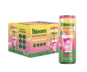 LIMITED TIME FLAVOR - Bloom Sparkling Energy Drink - Summer Splash - Natural Caffeine, Zero Sugar, 180mg Caffeine - Antioxidant-Rich with Green Coffee Bean, Green Tea Extract, Prebiotics, 12oz 12 Pack