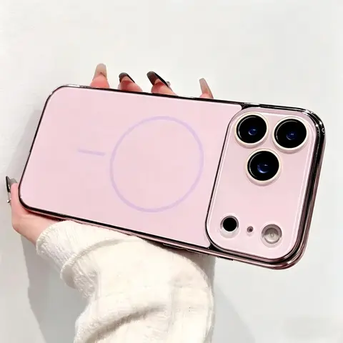 Luxury Magnetic Electroplate TPU Shockproof Matte Casing with Lens Protection, Magsafe Compatible for iPhone 17 Pro Max,17 Pro,17,16 Plus,15 Pro,15,14,13,12,11, Wireless Phone Accessories for Women