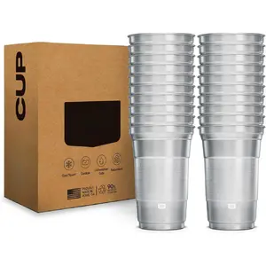 Reusable Aluminum Party Cup Set - 20-Count, 20 oz, Stealth Design, Cold-Holding, Recyclable, Made in USA
