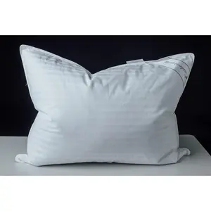 Goose Down Feather Soft Pillows One Pillow 100% Cotton Supportive Bed Pillow Stripe White Color Standard Size 20x26 inch