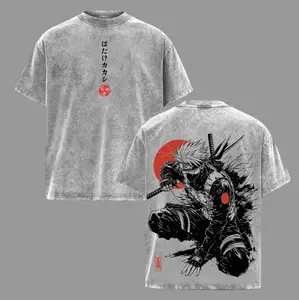 [100%cotton]Kakashi Hatake T-Shirt, Naruto Anime Vintage Washed Tee, Sharingan Ninja Graphic Shirt, Oversized Japanese Streetwear, Dark Aesthetic Manga Top, Unisex Casual Anime Fashion