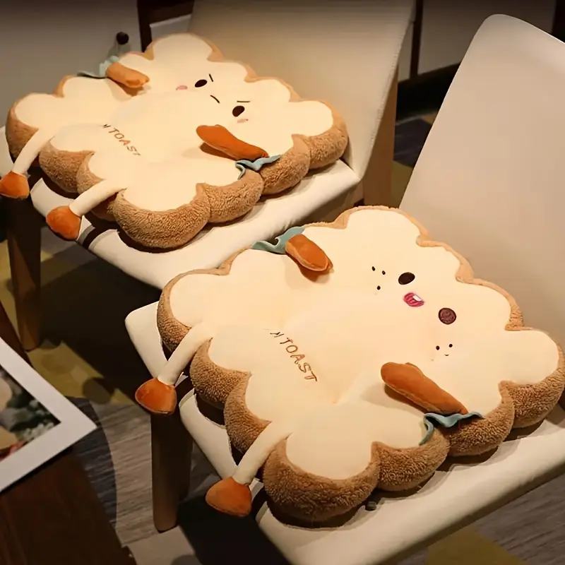 Cute Cartoon Toast Shaped Seat & Back Cushion, 1 Count Comfortable Polyester Seat Cushion, Fatigue Resistant Hand Washable Pillow for Home Office Car