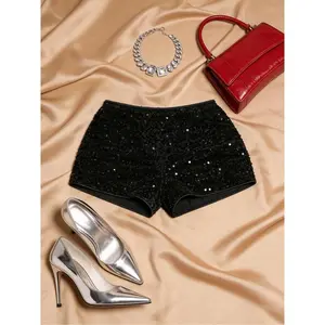Women's Sequin Mini Sexy Fashion Slim Fit Shorts, Perfect for Christmas, New Year Party, Easter, Concerts, Casual Vacations