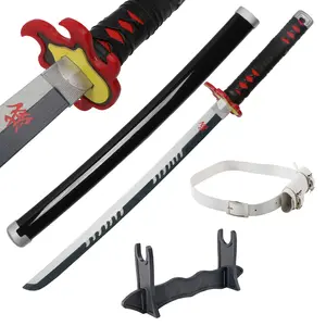 31 inches Tanjirou Kagura Cosplay Sword Bamboo Wooden Demon Slayer Swords with Belt & Holder Stand Display for Anime Fans Halloween Role Playing Props Cosplay Collection Christmas Gift Birthday