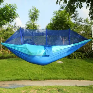 Camping Hammock, 2 Persons Hammock Mosquito Net Outdoor HikingPortable Nylon Swing Hanging Bed w/ Strap Hook Carry Bag
