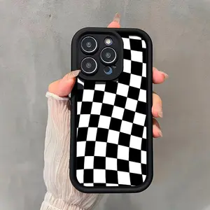 Checkerboard Pattern Phone Case, Decorative Phone Protector Cover, Phone Accessories Compatible with iPhone 15 14 13 12 11