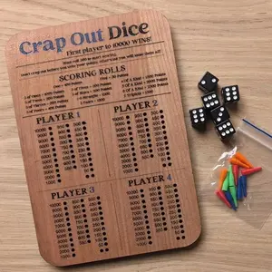 Crap Out Dice Game Board for Up to 4 Players, Classic Family Strategy Game for Party, Gathering, Outdoors Camping with Families, Friends