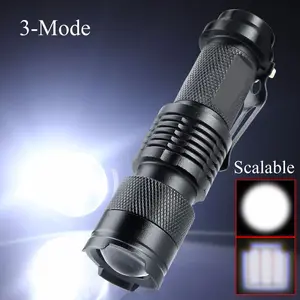 Back to School Portable LED Light Rechargeable Super Bright Flashlight 1200LM CREE Q5 LED 3-Mode High Low Strobe for Home Outdoor Lighting Black