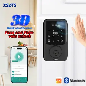 XSDTS Smart Palm Vein/3D Face Recognition Door Lock Keyless Entry Deadbolt 4 in 1 Lock for Front Door with App Control Electronic Password