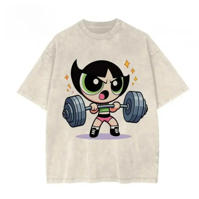 Cute#Powerpuf Strong Girl Gym Graphic 2025 sweatshirt, gym sweatshirt, patterned gym sweatshirt, vintage washed cotton T-shirt, women's gym sweatshirt, men's gym sweatshirt, all sizes