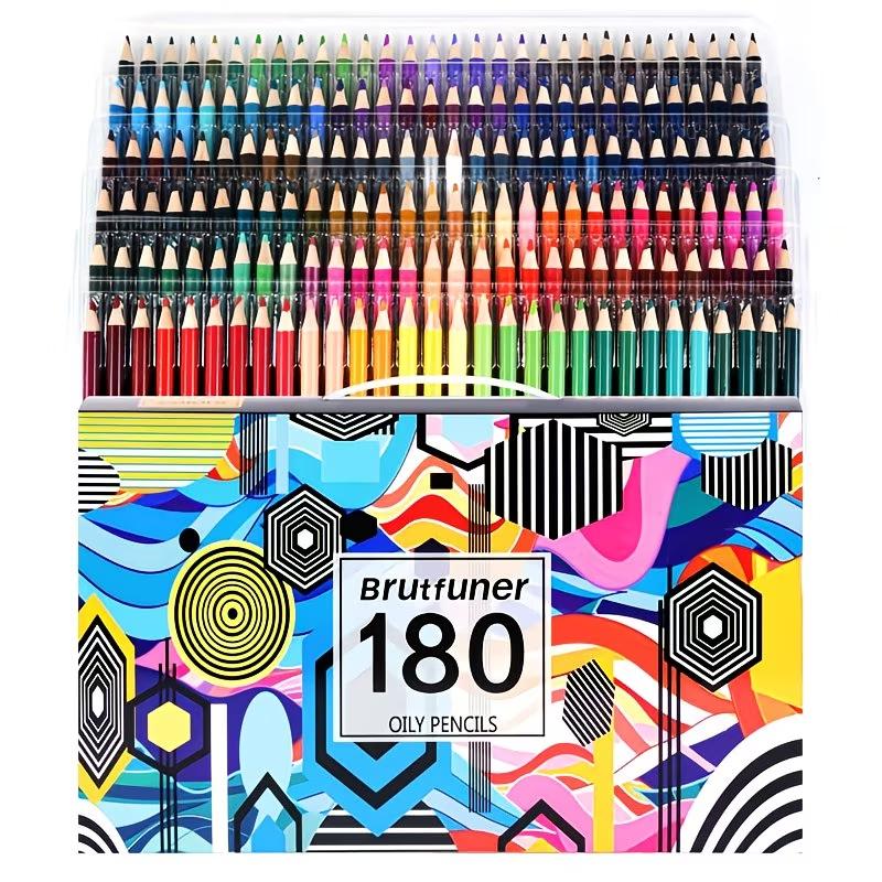 180 Colored Pencils for Adult Coloring Books, 12 Metallic Pencil, Oil Based Soft Core Professional Color Pencils for Artists , Drawing Coloring Sketching Blending