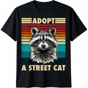 Raccoon Vintage Retro Racoon Gifts For Women Men Kid Funny T-Shirt Pure Cotton Graphic Tees Menswear Top: Gifts for Men & Women