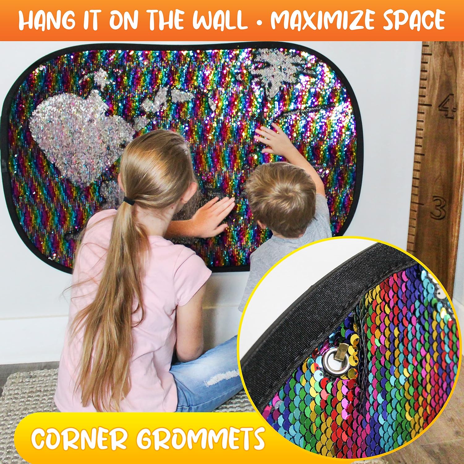 Sequins Wall Square | DIY design baffle | Sensory Wall Sequin Flip Fabric for Kids | Sequin Fabric Sensory Wall | Reversible Sequin Fabric | Sequin Wall Panel | Sequin Fabric | Suitable for living room wall art