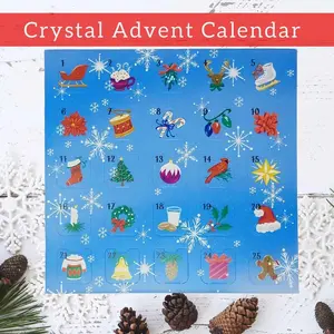 Crystal Advent Calendar Winterland Themed Cats in a VW Bus 9x9 Box with 25 Unique Crystals Minerals Stones and Gems for Christmas Decor and Rock Collection