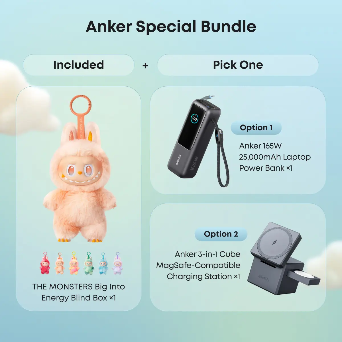 Anker 3-in-1 Cube Wireless Charger, MagSafe Charging Stand and POP MART THE MONSTERS Big into Energy LABUBU Series Blind Box Bundle#DealsForYouDays