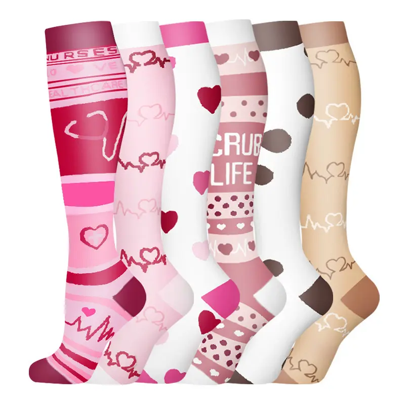 Luna&Luxe Women's 6-Pair Compression Sports Socks, Athletic Running Socks - Boost Blood Circulation, Ideal Support for Nurses, Travel
