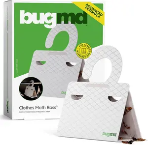 BugMD Clothes Moth Boss Traps White - Sticky Glue Bug Repellent Pheromone Attractor for Closets Wardrobes Cabinet Drawers, Moth Balls for Closet, Moth Traps with No Harsh Chemicals