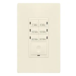 30-Minute Countdown Timer , 1-5-10-15-20-30 Min, for Bathroom Fans, Heaters, Lights, LED , 120VAC 800W, Neutral Wire Required, UL Listed, HET06A-R-LA, Light Almond