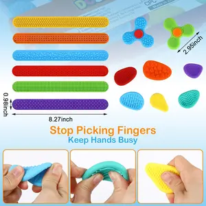 14Pcs Silicone SensoryToys,Quiet Fidget Toys for Kids and Adults,Worry Stones &Fidgets Spinner &Slap Bracelets for Anxiety,Easter Eggs Fillers,Prizes in Bulk for School and Classroom,Birthday Gifts