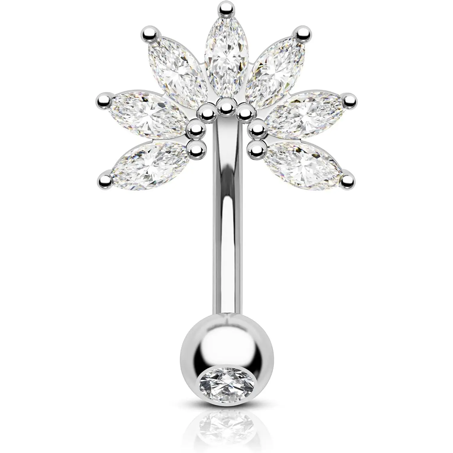 16g Cute Silver Gold Flower Rook Earrings Sparkling Rook Barbells for Women Gold Stainless Steel 8mm Rook Piercing Dainty Rook Jewelry Silver Rook Rings