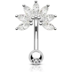 16g Cute Silver Gold Flower Rook Earrings Sparkling Rook Barbells for Women Gold Stainless Steel 8mm Rook Piercing Dainty Rook Jewelry Silver Rook Rings