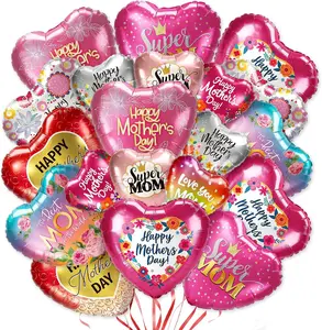 Mother Day Gift 30Pcs Happy Mother's Day Balloons Set, 18'' 18pcs and 10'' 12pcs, Mom Balloons, Aluminum Foil Balloons for Mother's Day Decorations, Party Supplies and Grandmother's Birthday