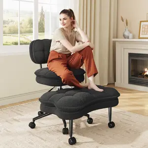 Raybee Furniture Swivel Cross Legged Meditation Kneeling Chair with Wheels, ADHD Chair with Height Adjustable Seat for Relaxation, Vanity, Home Office Desk Chairs