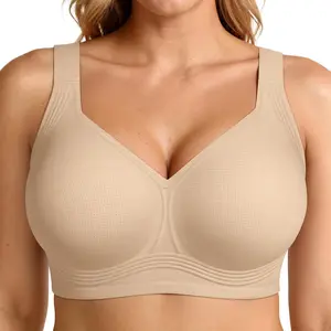 Bras for Women Supportive Wireless Push Up Bra Full Coverage No Underwire Seamless Plus Size for Older Women 4-Layer 360° Jelly Strip Support System U-Back & Invisible Cross Straps Comfortable Buttery Smooth Fabric - Fit, Womenswear